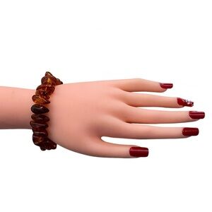 Baltic amber nuggets beaded 925 clasp bracelet